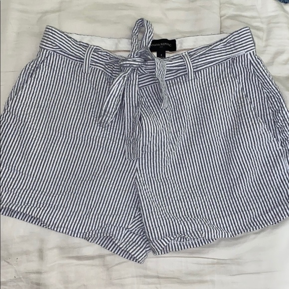 Blue& White Stripped Tie Shorts - Picture 1 of 4